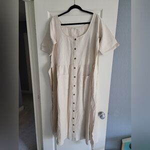 Little Cottonwood ~ Cream Button-Down Midi Dress